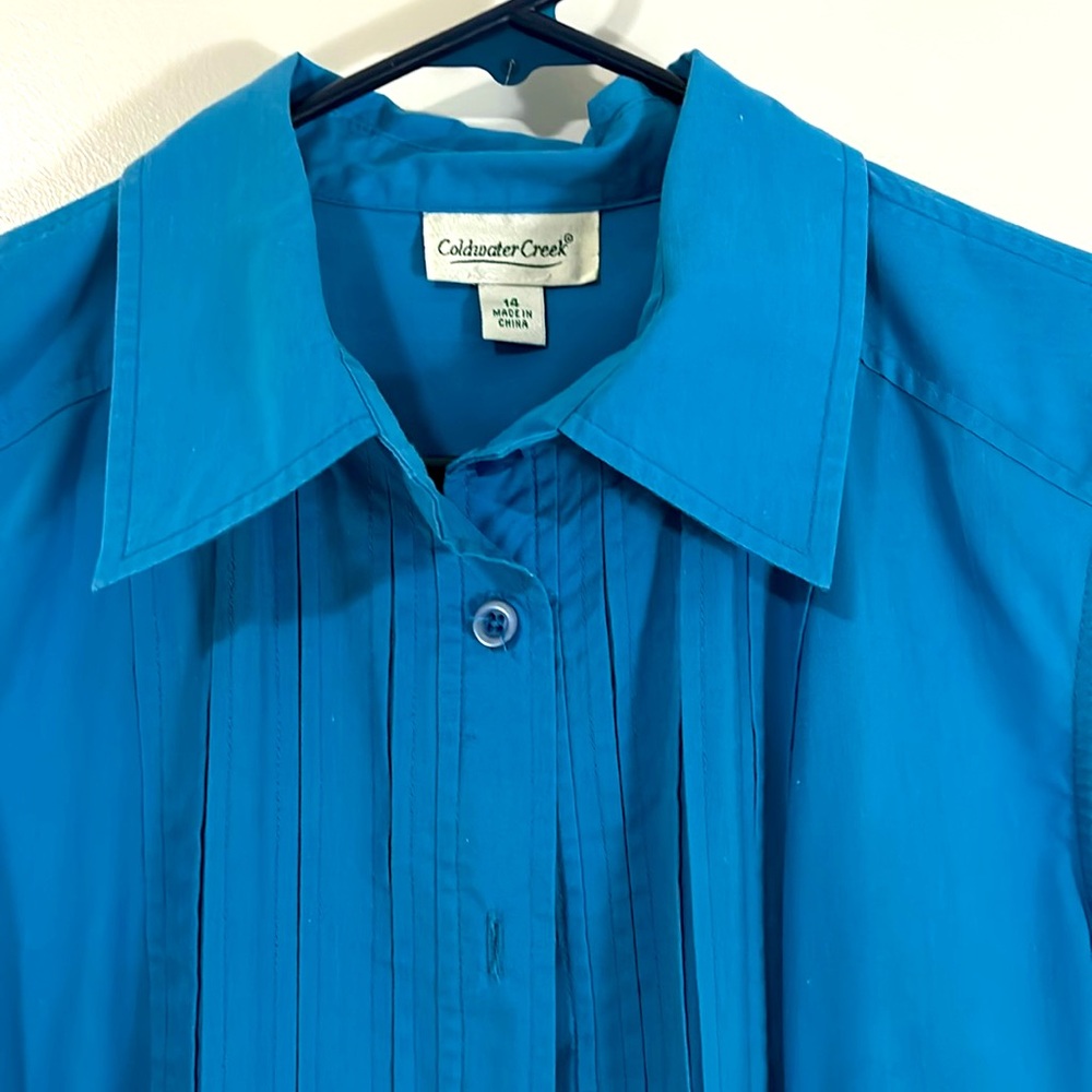 Vintage Coldwater Creek sleeveless shirt dress cobalt blue 14